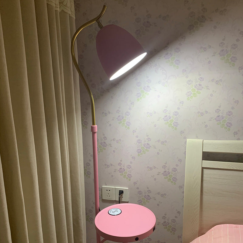 Bell Shade Standing Light Macaron Style Iron 1 lamp slaapkamer vloerlamp met tafel