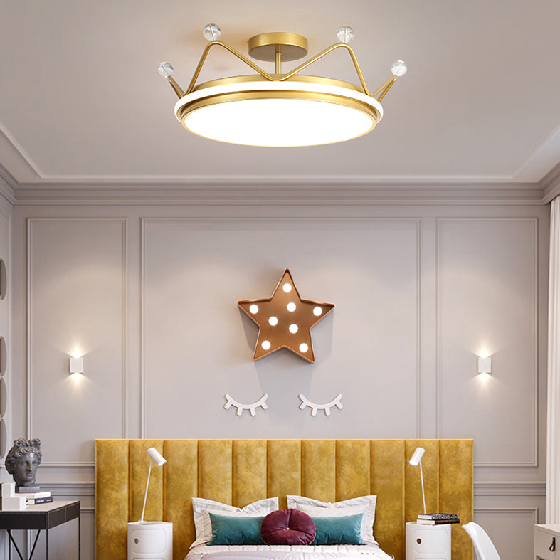 Crown Semi Flush Mount Lightture Acrylic Kids Flush Mount Mound Plafond Lighttures For Bedroom