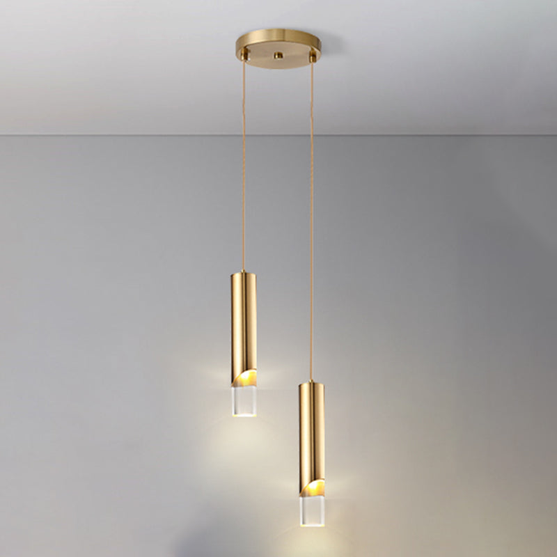 Moderne kreative zylindrische LED -Anhänger Leicht schmiedeeisere Hanglampe mit Acrylschatten
