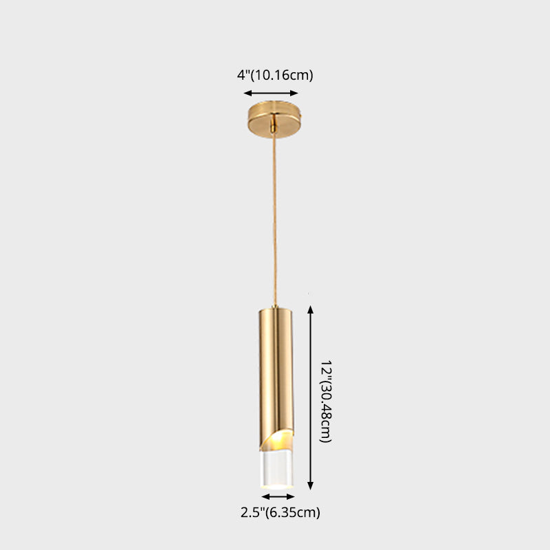 Moderne kreative zylindrische LED -Anhänger Leicht schmiedeeisere Hanglampe mit Acrylschatten