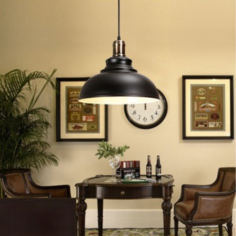 Dome-Shaped Pendant Lighting Fixtures Industrial 1 Light Metal Hanging Pendant Light