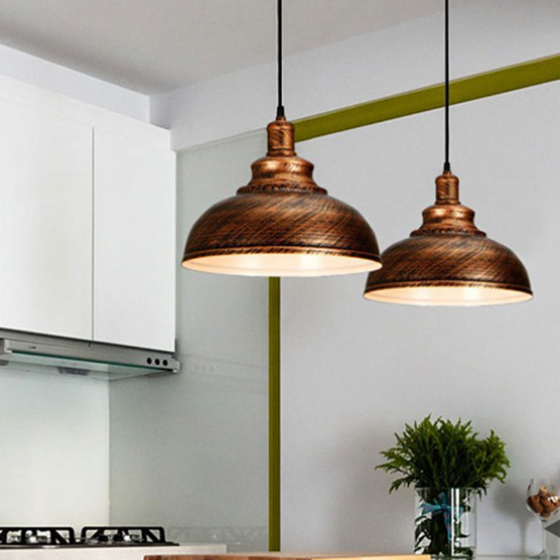 Dome-Shaped Pendant Lighting Fixtures Industrial 1 Light Metal Hanging Pendant Light