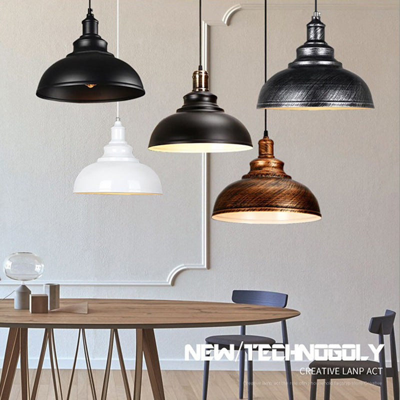 Dome-Shaped Pendant Lighting Fixtures Industrial 1 Light Metal Hanging Pendant Light