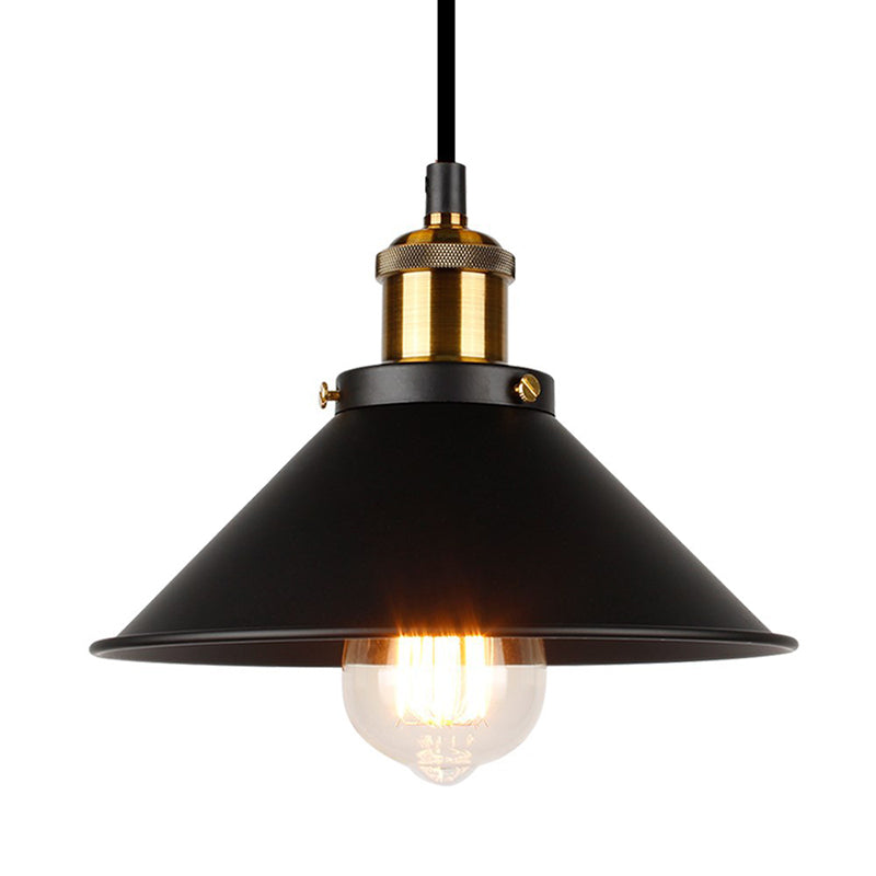 Black 1 Light Pendant Ceiling Lights Industrial Metal Cone Shaped Pendant Lights