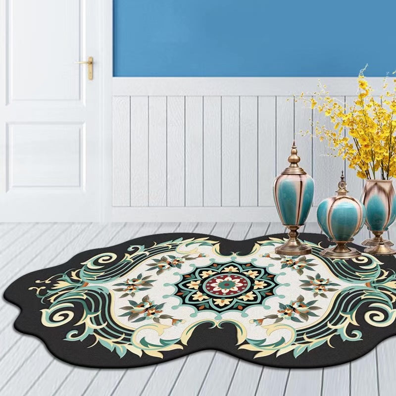 Novelty Home Decoration Rug Oriental Scroll Print Indoor Carpet Polyester Pet Friendly Area Rug