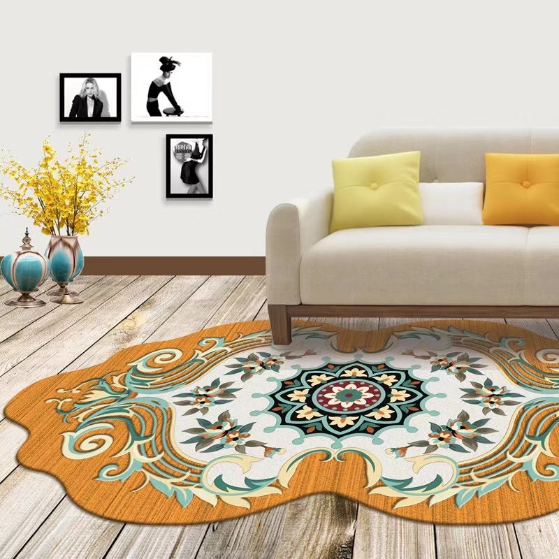 Novelty Home Decoration Rug Oriental Scroll Print Indoor Carpet Polyester Pet Friendly Area Rug