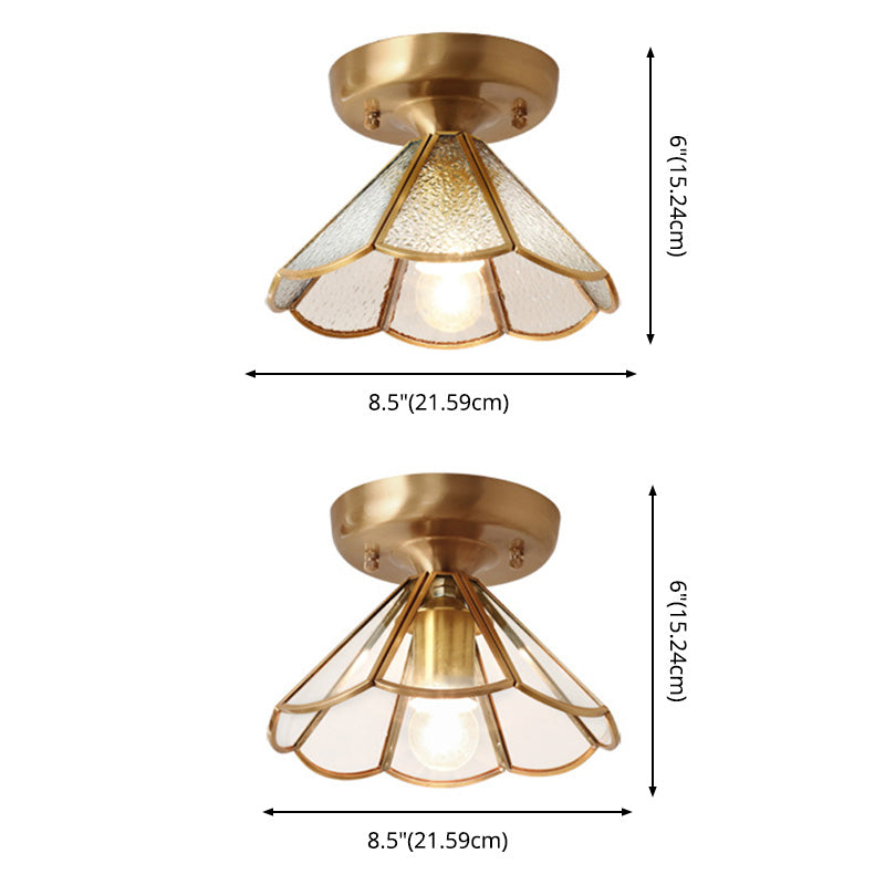 Glass Ceiling Mount Light Fixture Minimalist Gold Scalloped Aisle Ceiling Mounted Light