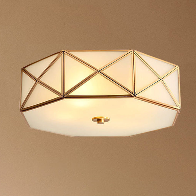 Flush Mount Light Fixture Simplistic Geometric Glass Ceiling Light Fixture in Gold