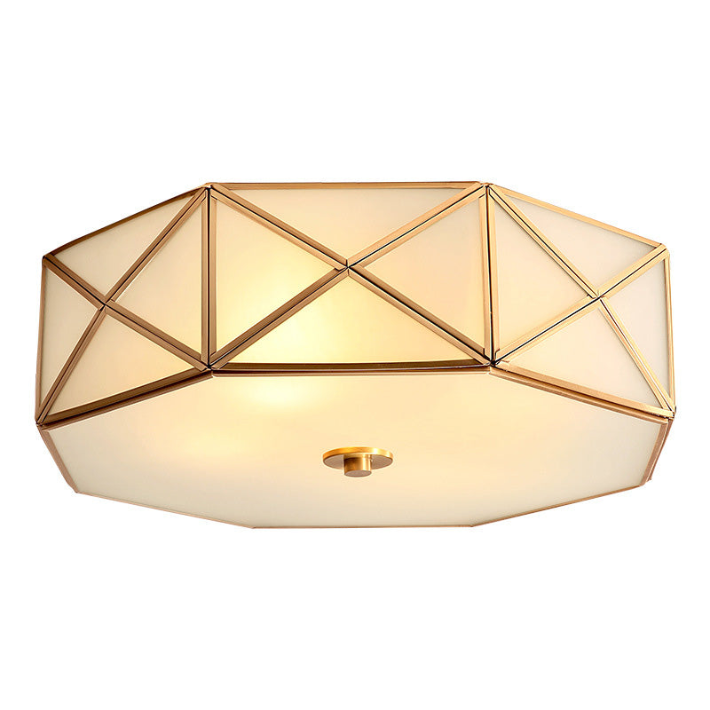 Flush Mount Light Fixture Simplistic Geometric Glass Ceiling Light Fixture in Gold