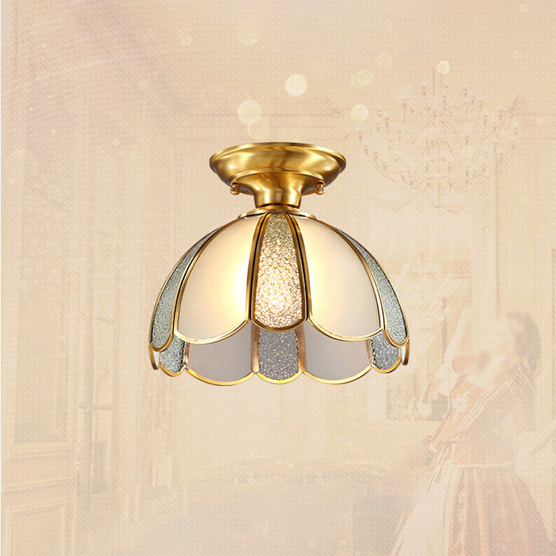 Bowl Ceiling Mounted Fixture Simplistic Gold Glass Close to Ceiling Lighting Fixture