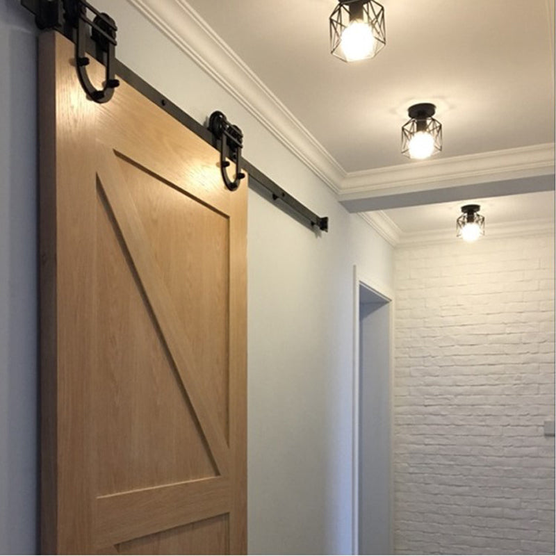 Cage di ferro nero Mini soffitto Luce industriale Stile singolo lampadina lampadina a filo per camera da letto