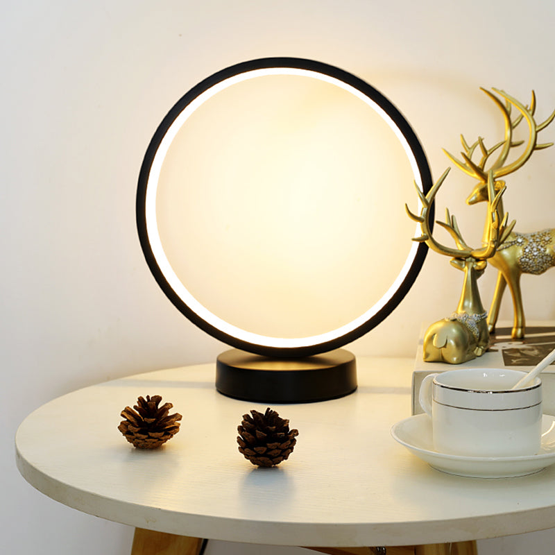 Circular LED Table Light Simple Decorative Metal Bedroom Nightstand Light