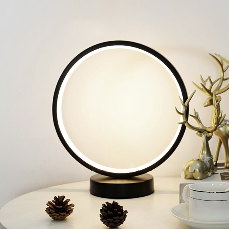 Circular LED Table Light Simple Decorative Metal Bedroom Nightstand Light