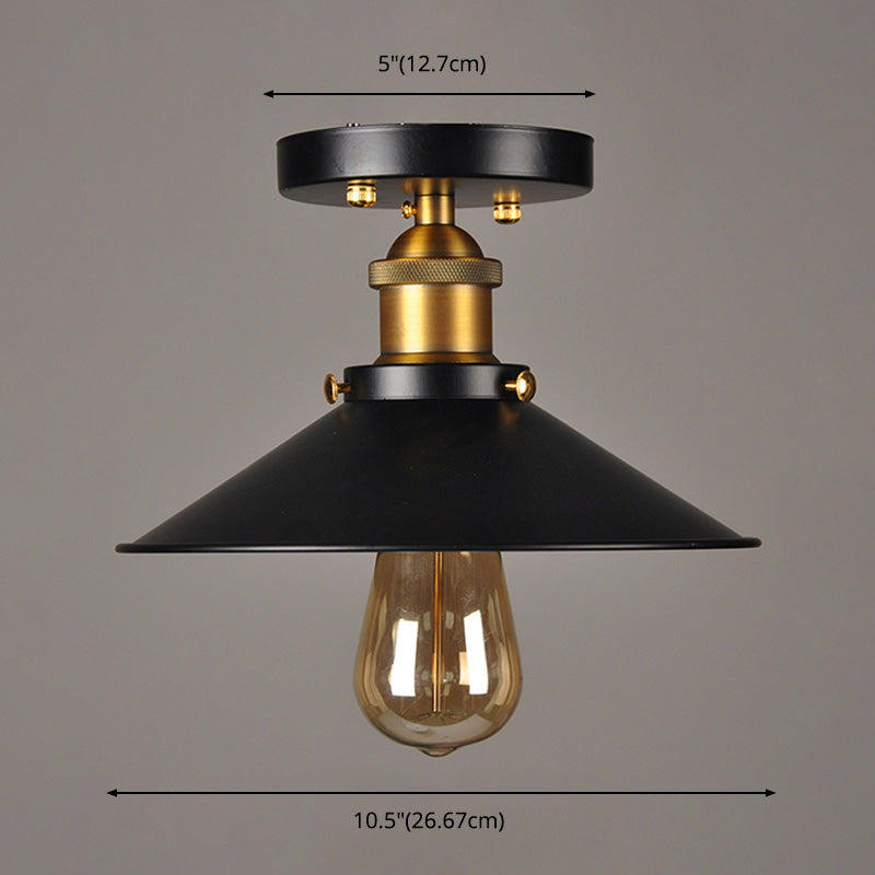 Schwarzkegelschatten Einzelbirnen -Deckenlampe Industriestil Retro Mini Flush Mount Lampe