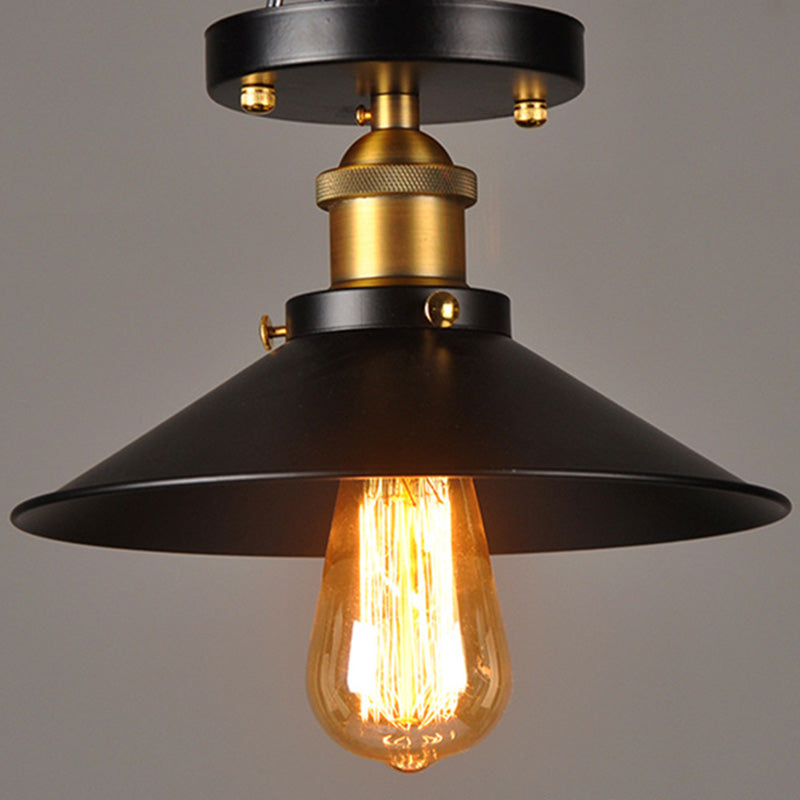 Schwarzkegelschatten Einzelbirnen -Deckenlampe Industriestil Retro Mini Flush Mount Lampe