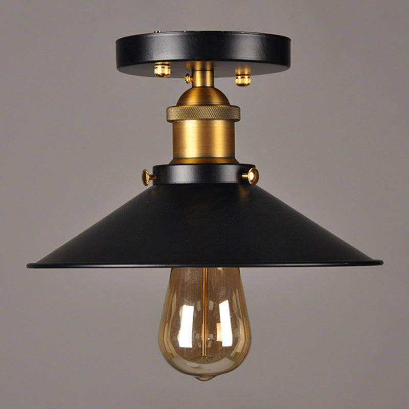 Schwarzkegelschatten Einzelbirnen -Deckenlampe Industriestil Retro Mini Flush Mount Lampe