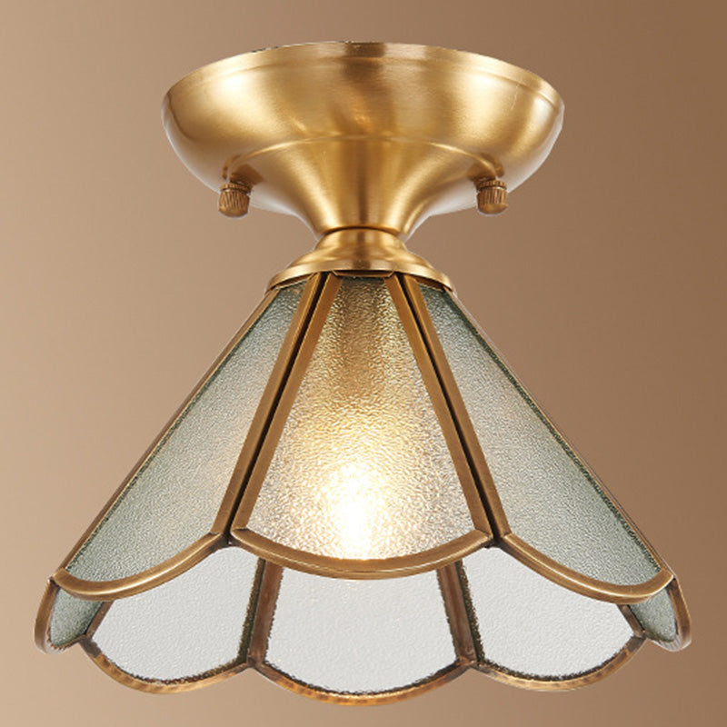 Glass Ceiling Light Fixture Traditional Gold Shaded Bedroom Ceiling Mounted Fixture