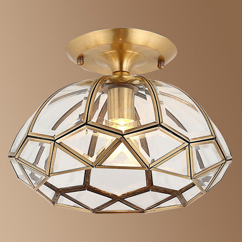 Glass Ceiling Light Fixture Traditional Gold Shaded Bedroom Ceiling Mounted Fixture