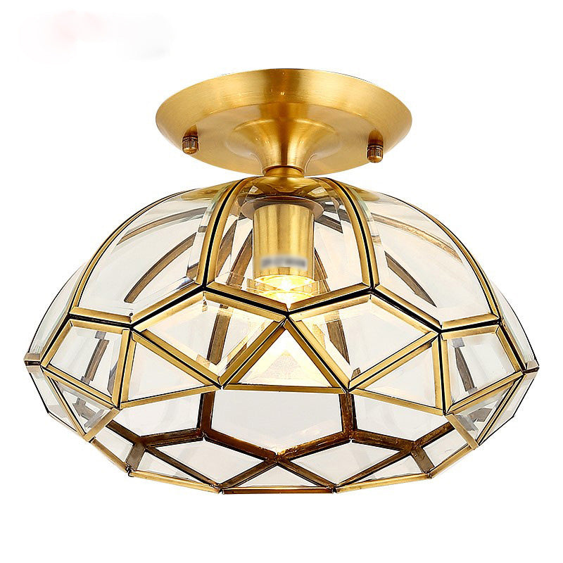 Glass Ceiling Light Fixture Traditional Gold Shaded Bedroom Ceiling Mounted Fixture