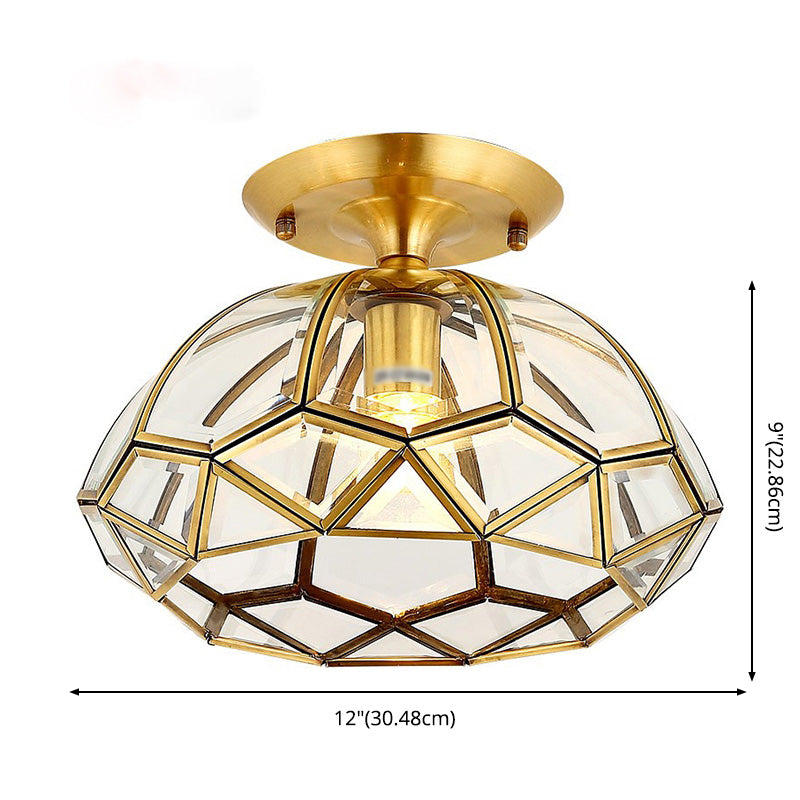 Glass Ceiling Light Fixture Traditional Gold Shaded Bedroom Ceiling Mounted Fixture