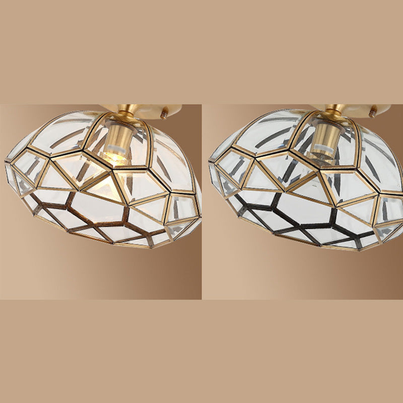 Glass Ceiling Light Fixture Traditional Gold Shaded Bedroom Ceiling Mounted Fixture