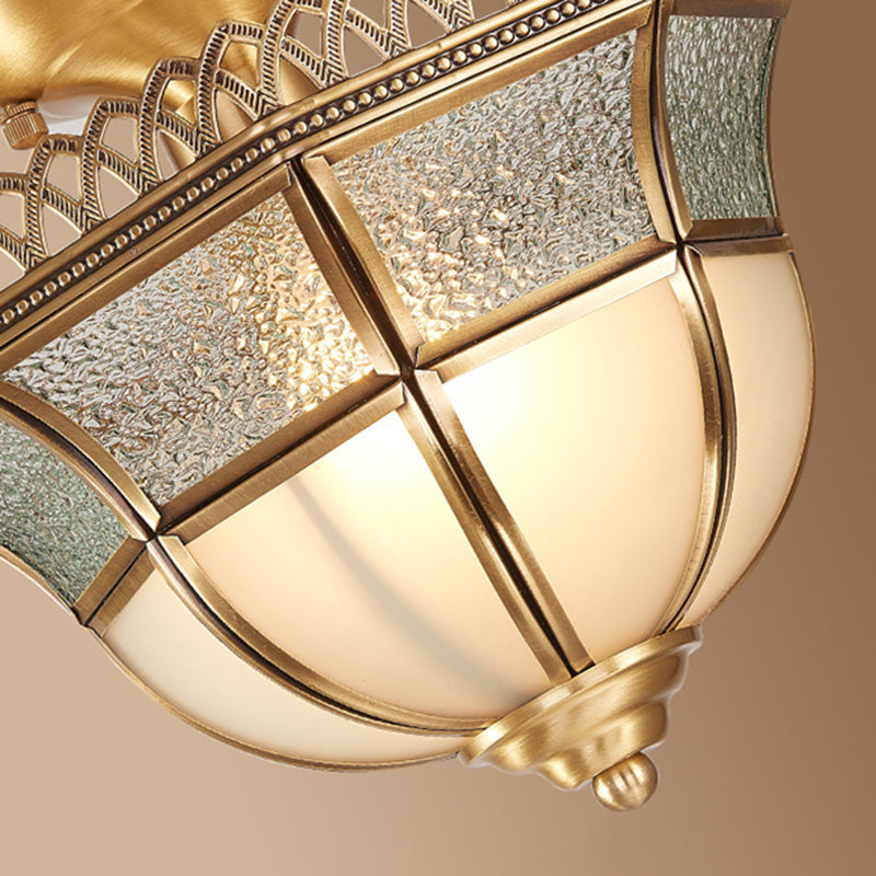 Glass Ceiling Light Fixture Traditional Gold Shaded Bedroom Ceiling Mounted Fixture