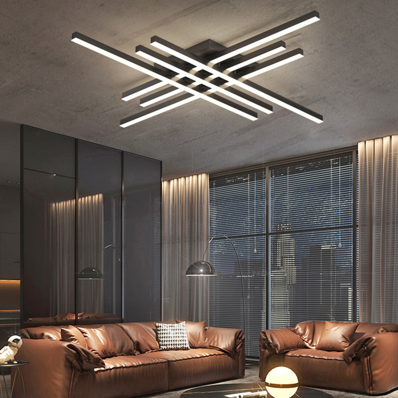 Modern Linear Sputnik Flush Mount Ceiling Light Acrylic Living Room Flush Light in Black