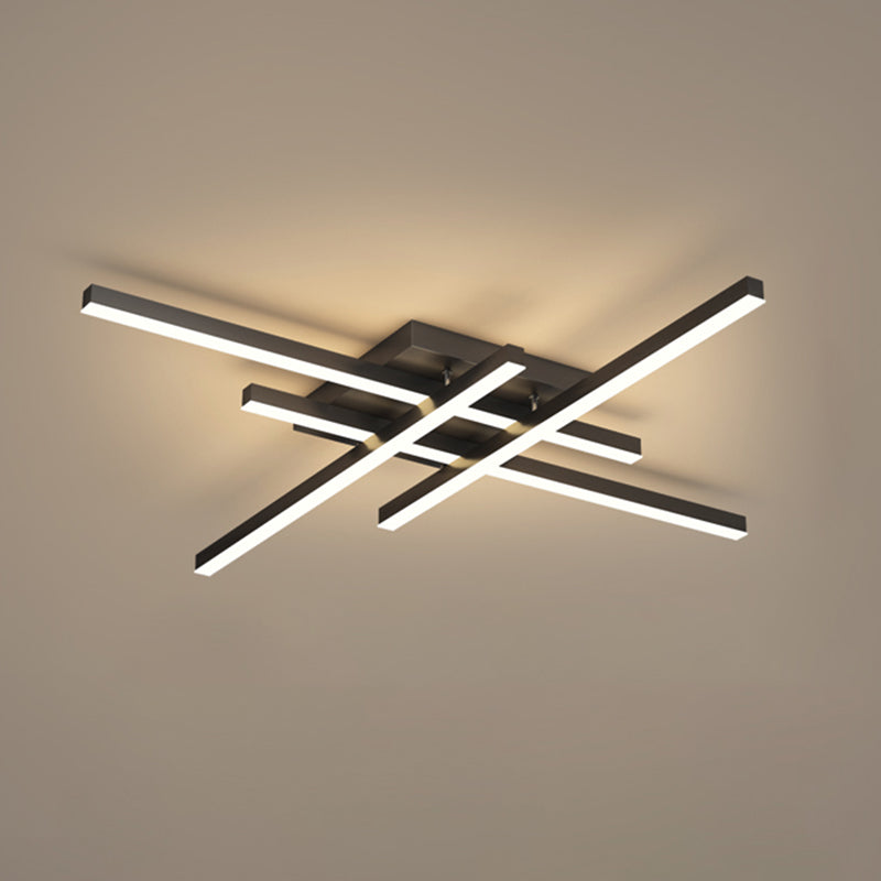 Modern Linear Sputnik Flush Mount Ceiling Light Acrylic Living Room Flush Light in Black