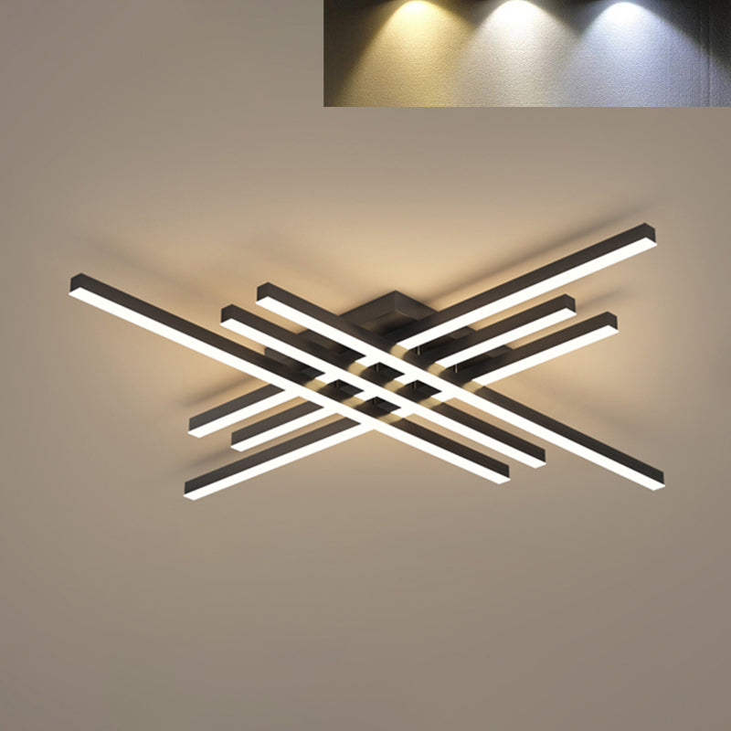 Modern Linear Sputnik Flush Mount Ceiling Light Acrylic Living Room Flush Light in Black