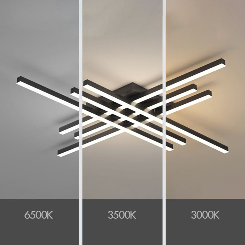 Modern Linear Sputnik Flush Mount Ceiling Light Acrylic Living Room Flush Light in Black