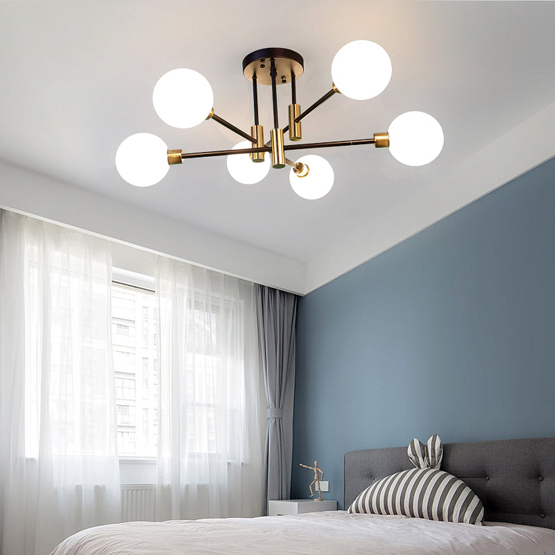 Modern Metal Flush Mount Ceiling Light Fixture with Glass Shade for Living Room Bedroom