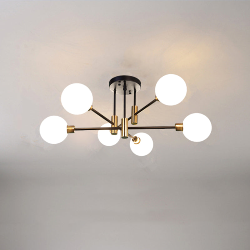 Moderne metalen spoelbevestiging plafondlamp met glazen schaduw voor de slaapkamer van de woonkamer