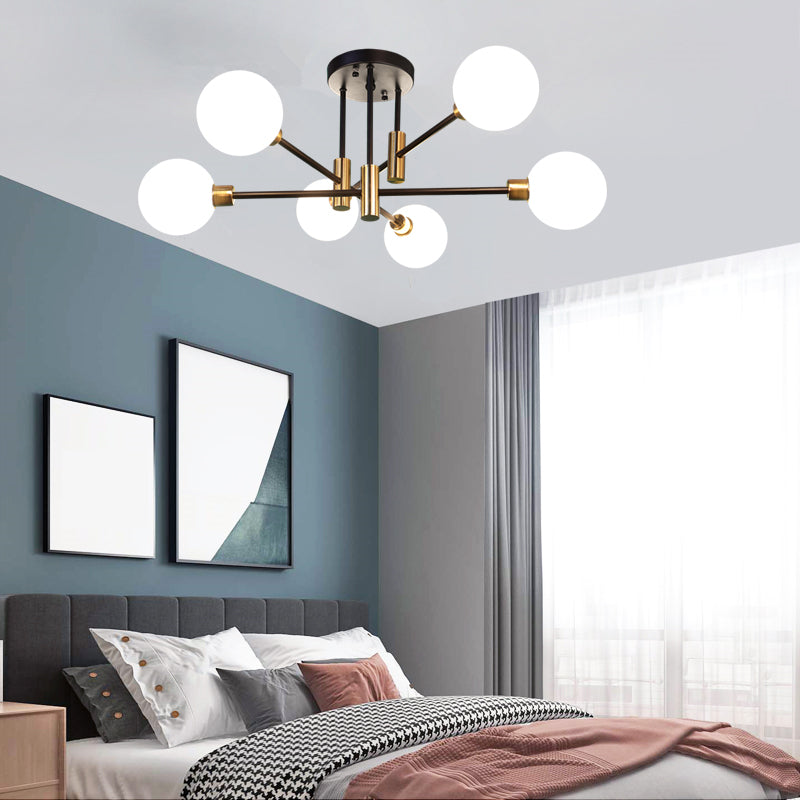 Modern Metal Flush Mount Ceiling Light Fixture with Glass Shade for Living Room Bedroom