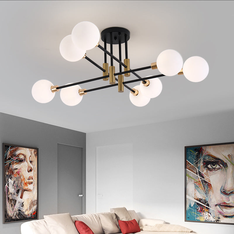 Modern Metal Flush Mount Ceiling Light Fixture with Glass Shade for Living Room Bedroom