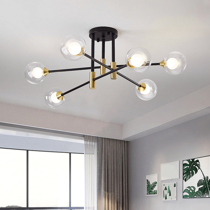 Modern Metal Flush Mount Ceiling Light Fixture with Glass Shade for Living Room Bedroom