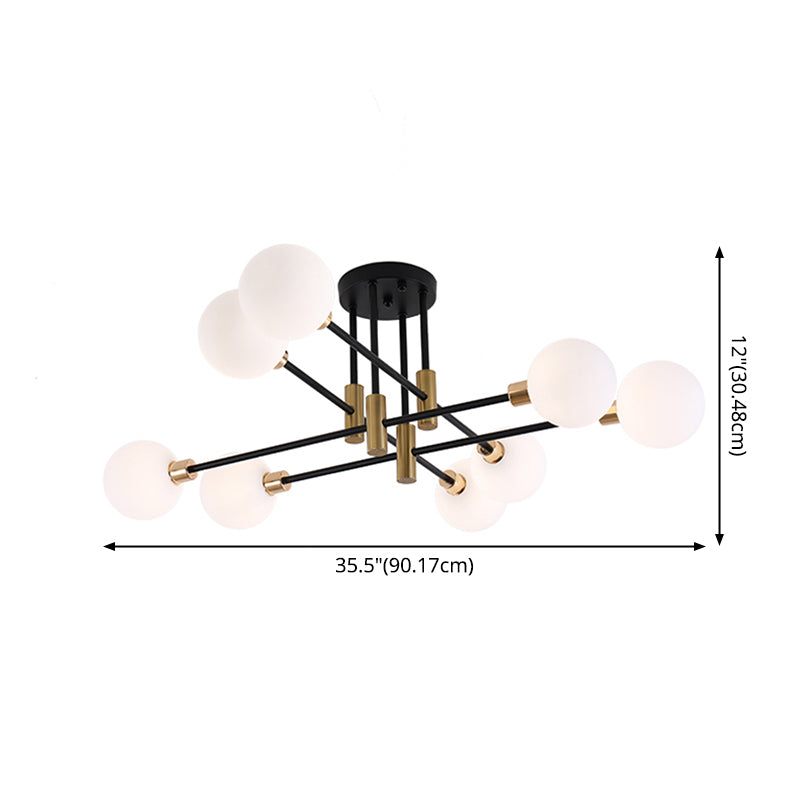 Moderne metalen spoelbevestiging plafondlamp met glazen schaduw voor de slaapkamer van de woonkamer