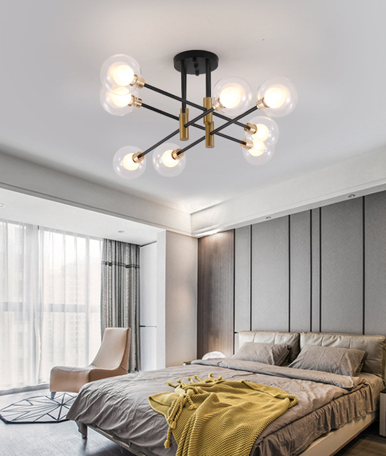 Modern Metal Flush Mount Ceiling Light Fixture with Glass Shade for Living Room Bedroom