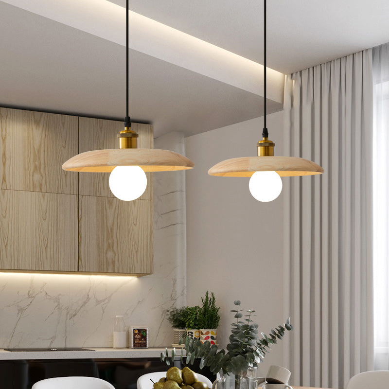 Nordic-Style Tapered Hanging Pendant Light Wood Dinning Room Pendant Light Fixture