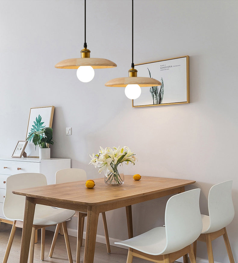 Nordic-Style Tapered Hanging Pendant Light Wood Dinning Room Pendant Light Fixture