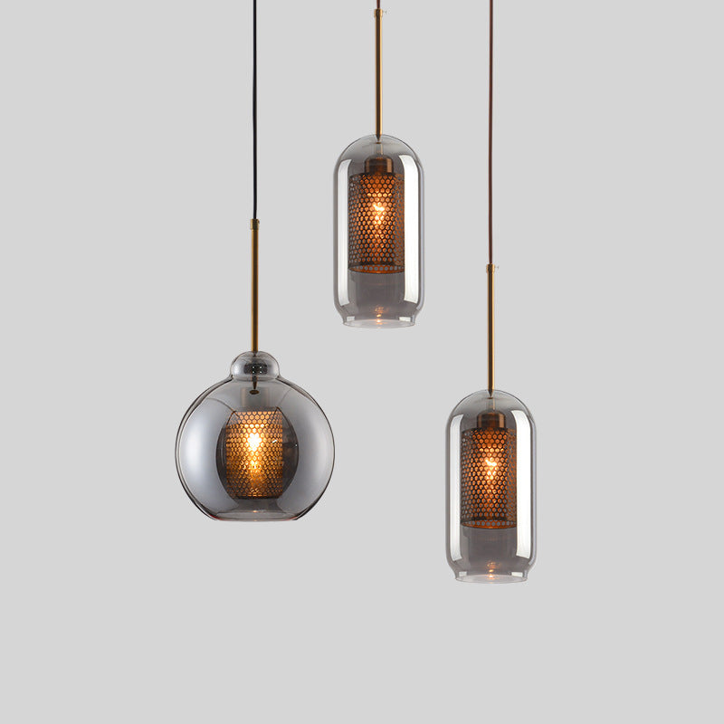 Éclairage de pendentif de style moderne simple 1 tête transparent en verre de plafond suspendu pour le café