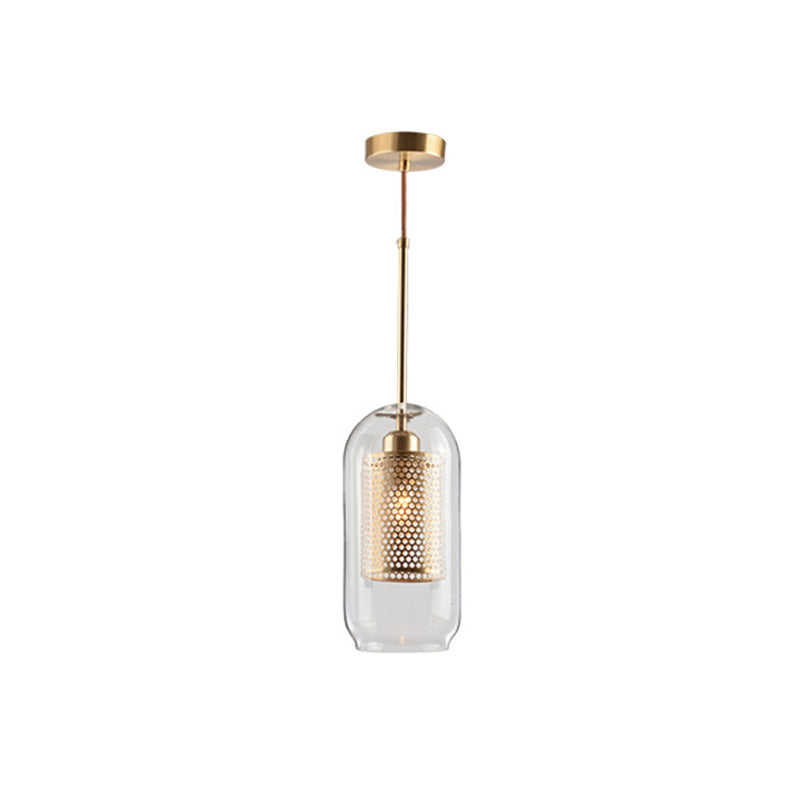 Éclairage de pendentif de style moderne simple 1 tête transparent en verre de plafond suspendu pour le café