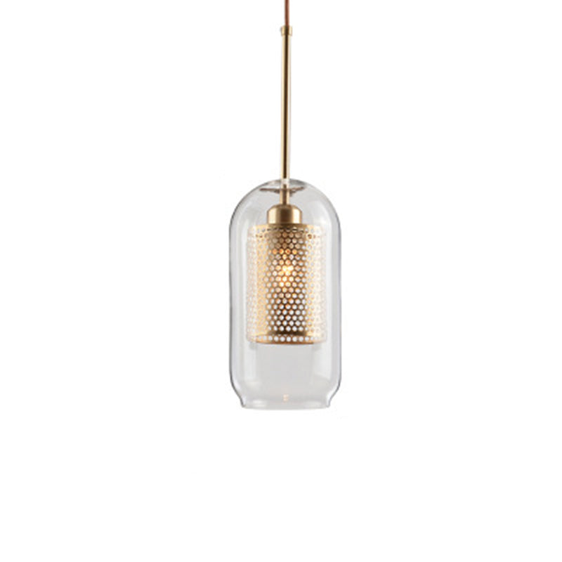 Éclairage de pendentif de style moderne simple 1 tête transparent en verre de plafond suspendu pour le café