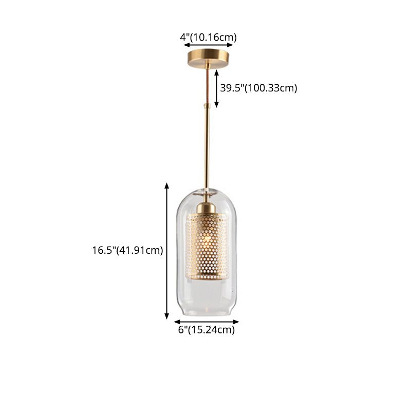 Éclairage de pendentif de style moderne simple 1 tête transparent en verre de plafond suspendu pour le café