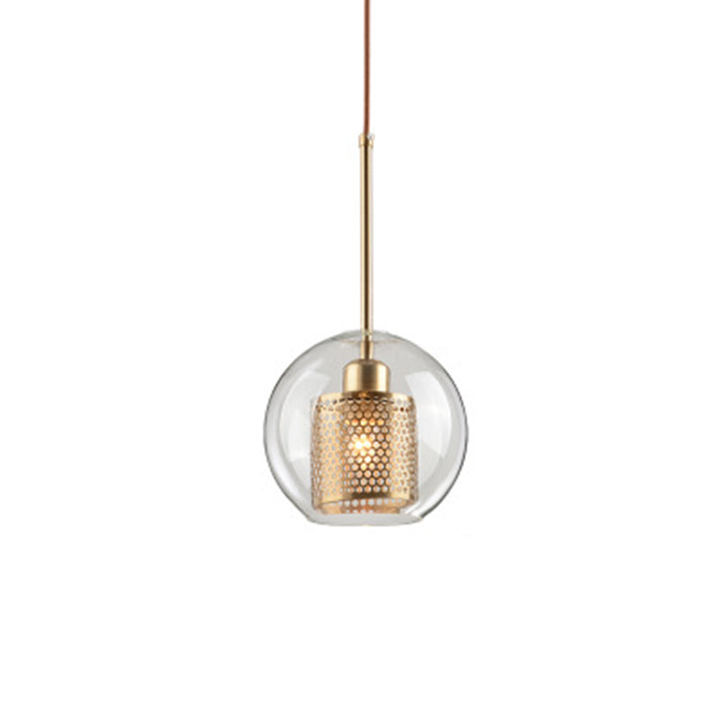 Éclairage de pendentif de style moderne simple 1 tête transparent en verre de plafond suspendu pour le café