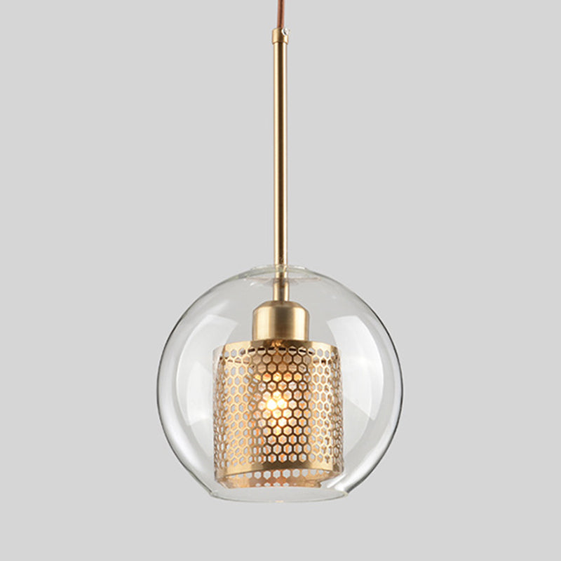 Éclairage de pendentif de style moderne simple 1 tête transparent en verre de plafond suspendu pour le café