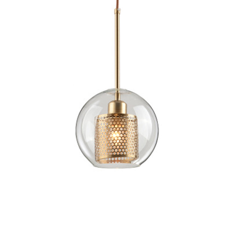 Éclairage de pendentif de style moderne simple 1 tête transparent en verre de plafond suspendu pour le café