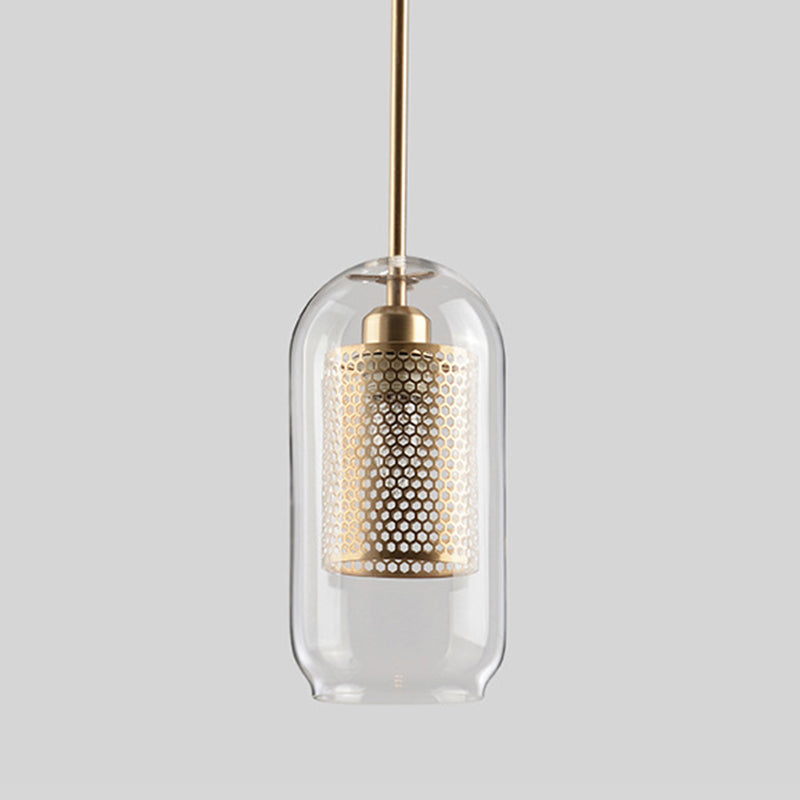 Éclairage de pendentif de style moderne simple 1 tête transparent en verre de plafond suspendu pour le café