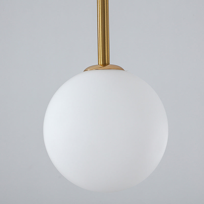 Contemporary Simple White Ball Shade Pendant Lamp Minimalism Metal Line Hanging Lamp