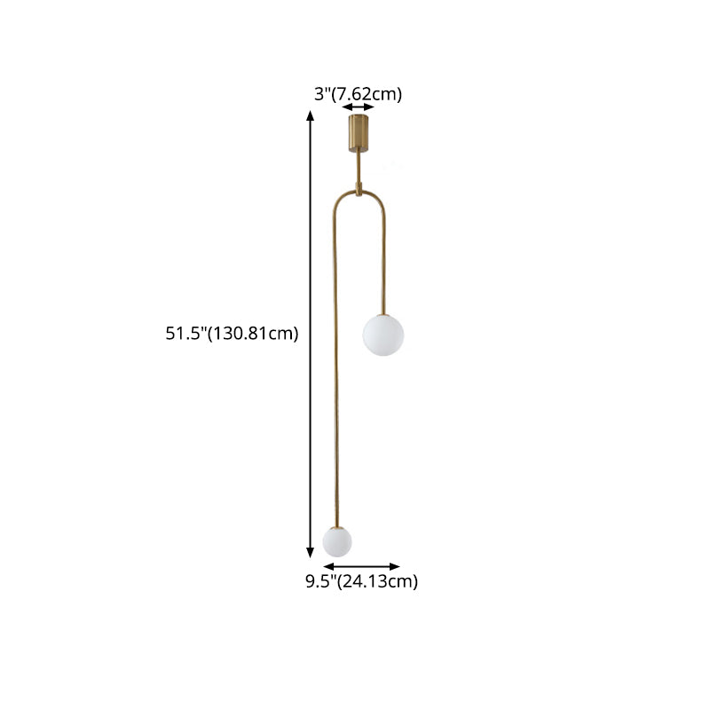 Eigentijdse eenvoudige witte bal schaduw hanger lamp Minimalisme metalen lijnhangende lamp