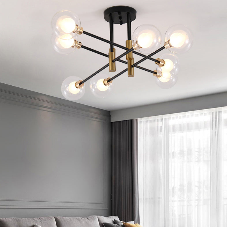 Modern Metal Flush Mount Ceiling Light Fixture with Glass Shade for Living Room Bedroom